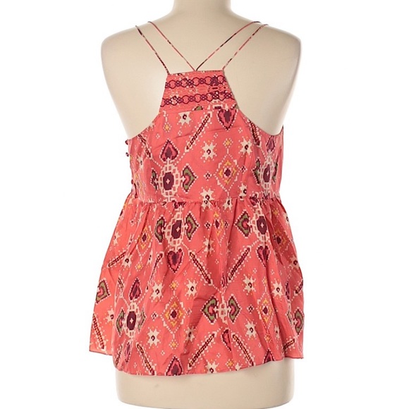 ANTHROPOLOGIE Odille Coral Silk Strappy Tank Top - Picture 2 of 5